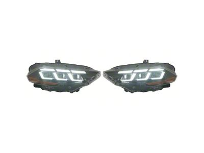 Auto Addict USA S650 Style Projector Headlights with Amber Sequential Turn Signals; Black Housing; Clear Lens (18-23 Mustang GT, EcoBoost)