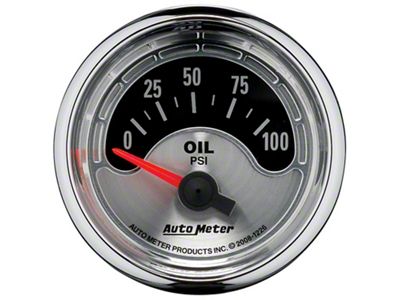 Auto Meter American Muscle Series 2-1/16-Inch Oil Pressure Gauge; 0-100 PSI (Universal; Some Adaptation May Be Required)