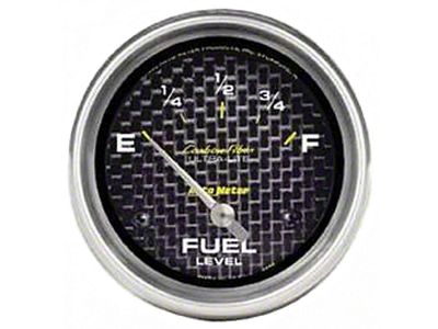Auto Meter Carbon Fiber Series 2-1/16-Inch Fuel Level Gauge; 0 ohm Empty to 90 ohm Full (Universal; Some Adaptation May Be Required)