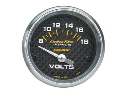 Auto Meter Carbon Fiber Voltmeter Gauge; Electrical (Universal; Some Adaptation May Be Required)
