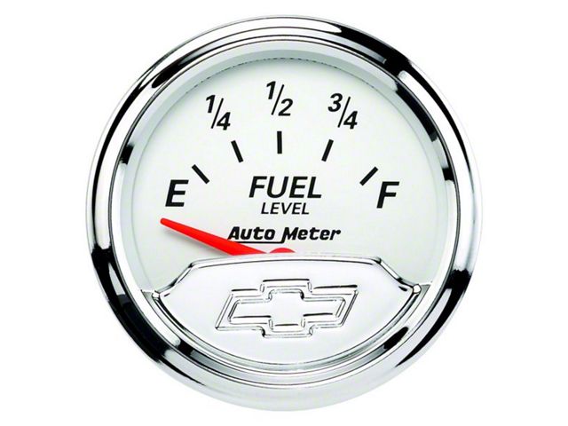 Auto Meter Fuel Level Gauge with Chevrolet Heritage Bowtie Logo; Electrical (Universal; Some Adaptation May Be Required)