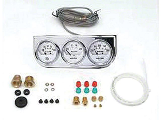 Auto Meter Oil Pressure/Water Temperature/Voltmeter Gauge Console; Mechanical (Universal; Some Adaptation May Be Required)