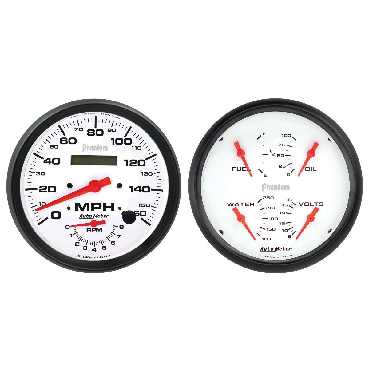 Auto Meter Camaro Phantom Series 5-Inch Quad and Tachometer/Speedometer ...