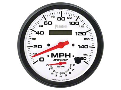 Auto Meter Phantom Series 5-Inch Tachometer/Speedometer Combo; 8K RPM / 160 MPH (Universal; Some Adaptation May Be Required)