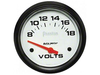 Auto Meter Phantom Series 2-1/16-Inch Voltmeter Gauge; 8-18V (Universal; Some Adaptation May Be Required)