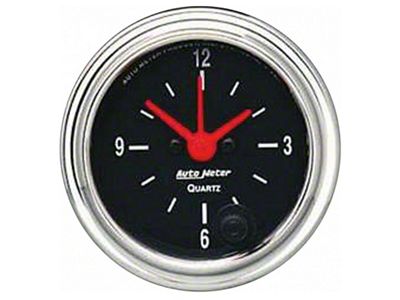 Auto Meter Traditional Chrome Series 2-1/16-Inch 12-Hour Clock (Universal; Some Adaptation May Be Required)
