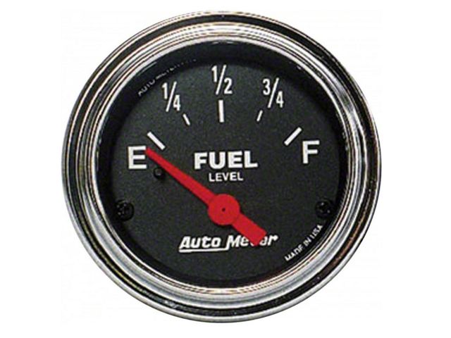 Auto Meter Traditional Chrome Fuel Level Gauge; 0 ohm Empty to 90 ohm Full; Electrical (Universal; Some Adaptation May Be Required)