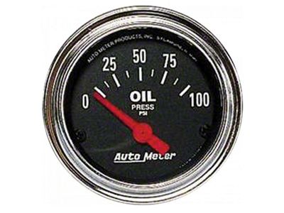 Auto Meter Traditional Chrome Series 2-1/16-Inch Oil Pressure Gauge; 0-100 PSI (Universal; Some Adaptation May Be Required)