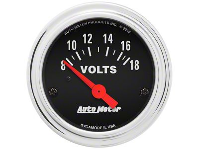 Auto Meter Traditional Chrome Voltmeter Gauge; Electrical (Universal; Some Adaptation May Be Required)