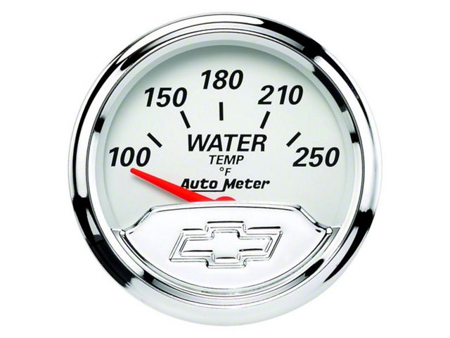 Auto Meter Water Temperature Gauge with Chevrolet Heritage Bowtie Logo; Electrical (Universal; Some Adaptation May Be Required)