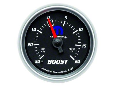 Auto Meter Boost/Vacuum Gauge with MOPAR Logo; Mechanical (Universal; Some Adaptation May Be Required)