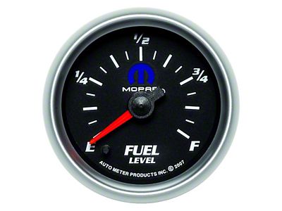 Auto Meter MOPAR Series 2-1/16-Inch Programmable Fuel Level Gauge; 0 ohm Empty to 280 ohm Full (Universal; Some Adaptation May Be Required)