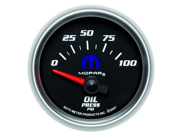 Auto Meter Oil Pressure Gauge with MOPAR Logo; Electrical (Universal; Some Adaptation May Be Required)