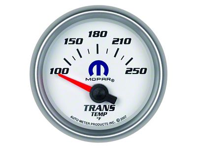 Auto Meter Transmission Temperature Gauge with MOPAR Logo; Electrical (Universal; Some Adaptation May Be Required)