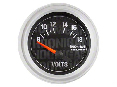 Auto Meter Voltmeter Gauge with Hoonigan Logo; Electrical (Universal; Some Adaptation May Be Required)