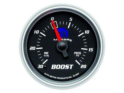 Auto Meter Boost/Vacuum Gauge with MOPAR Logo; Mechanical (Universal; Some Adaptation May Be Required)