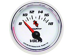 Auto Meter C2 Series 2-1/16-Inch Voltmeter Gauge; 8-18V (Universal; Some Adaptation May Be Required)