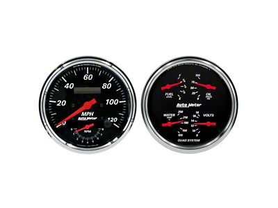 Auto Meter Designer Black Series 5-Inch Quad and Tachometer/Speedometer Gauge Kit (Universal; Some Adaptation May Be Required)