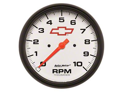 Auto Meter 5-Inch In-Dash Tachometer Gauge with Chevy Red Bowtie Logo; Electrical (Universal; Some Adaptation May Be Required)