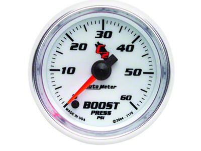 Auto Meter C2 Series 2-1/16-Inch Boost Gauge; 0-60 PSI; Digital Stepper Motor (Universal; Some Adaptation May Be Required)