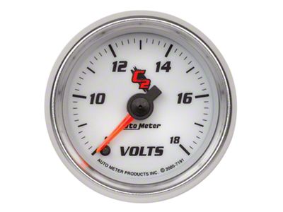 Auto Meter C2 Series 2-1/16-Inch Voltmeter Gauge; 8-18V (Universal; Some Adaptation May Be Required)