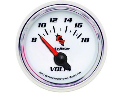 Auto Meter C2 Series 2-1/16-Inch Voltmeter Gauge; 8-18V (Universal; Some Adaptation May Be Required)