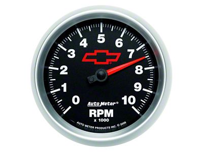 Auto Meter In-Dash Tachometer with Chevy Red Bowtie Logo; Electrical (Universal; Some Adaptation May Be Required)