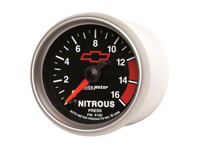 Auto Meter Nitrous Pressure Gauge with Chevy Red Bowtie Logo; Digital Stepper Motor (Universal; Some Adaptation May Be Required)