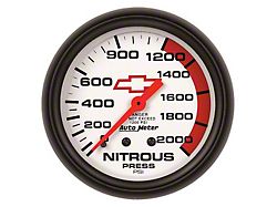 Auto Meter Chevy White Series 2-5/8-Inch Nitrous Pressure Gauge; 0-2000 PSI; Mechanical (Universal; Some Adaptation May Be Required)
