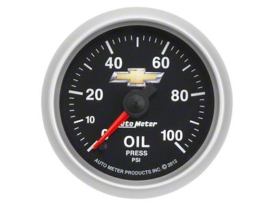 Auto Meter Chevy Gold Bowtie Series 2-1/16-Inch Oil Pressure Gauge; 0-100 PSI; Digital Stepper Motor (Universal; Some Adaptation May Be Required)