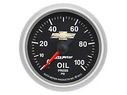 Auto Meter Oil Pressure Gauge with Chevy Gold Bowtie Logo; Digital Stepper Motor (Universal; Some Adaptation May Be Required)