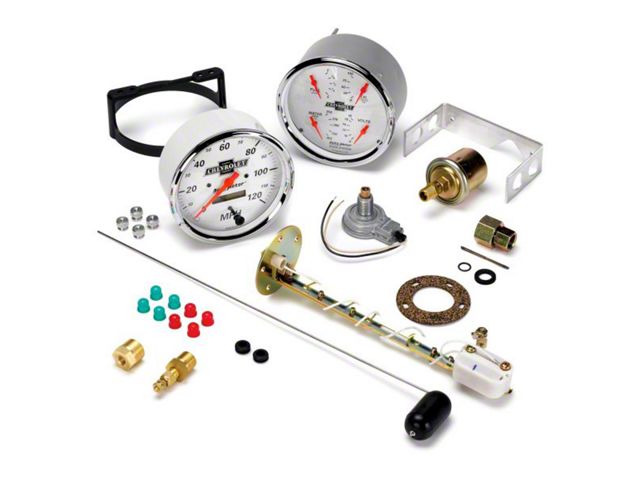 Auto Meter Quad and Speedometer Gauge Kit with with Chevrolet Heritage Bowtie Logo; Electrical (Universal; Some Adaptation May Be Required)