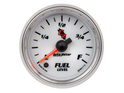 Auto Meter C2 Series 2-1/16-Inch Programmable Fuel Level Gauge; 0 ohm Empty to 280 ohm Full (Universal; Some Adaptation May Be Required)
