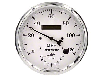 Auto Meter Old Tyme White Series 5-Inch Tachometer/Speedometer Combo; 8K RPM / 120 MPH (Universal; Some Adaptation May Be Required)