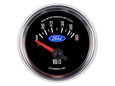 Auto Meter Voltmeter Gauge with Ford Logo; Electrical (Universal; Some Adaptation May Be Required)