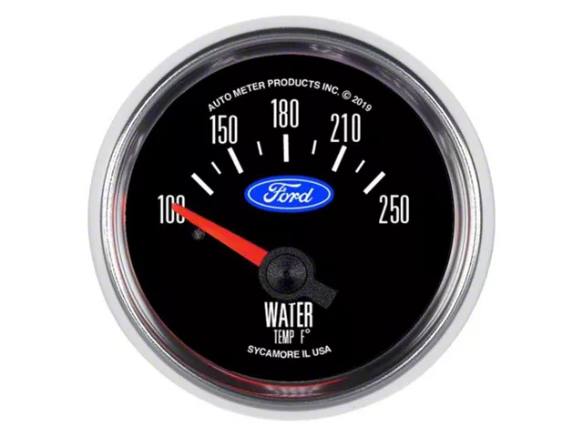 Auto Meter Water Temperature Gauge with Ford Logo; Electrical (Universal; Some Adaptation May Be Required)