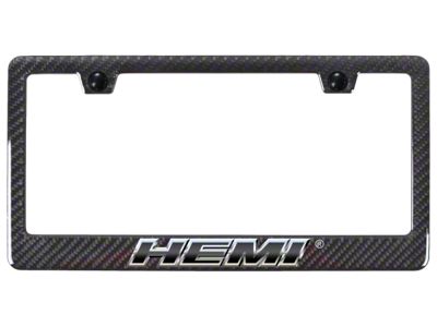 Autogold HEMI Slant Carbon Fiber License Plate Frame; Chrome (Universal; Some Adaptation May Be Required)