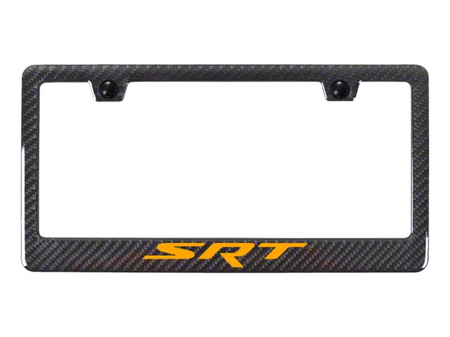 Autogold SRT Carbon Fiber License Plate Frame; Orange (Universal; Some Adaptation May Be Required)