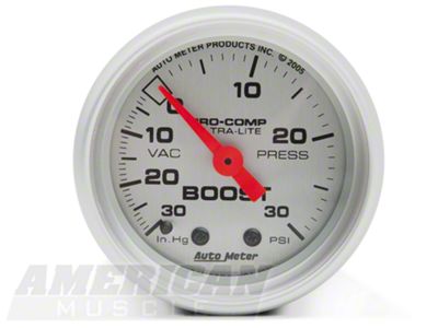 Auto Meter Pro-Comp Ultra-Lite Boost/Vac Gauge; Mechanical (Universal; Some Adaptation May Be Required)
