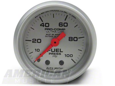 Auto Meter Pro-Comp Ultra-Lite Fuel Pressure Gauge; Mechanical (Universal; Some Adaptation May Be Required)