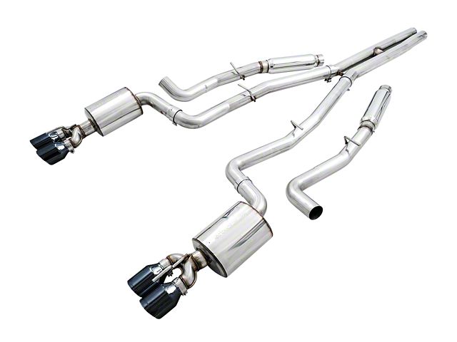 AWE Touring Edition Cat-Back Exhaust with Quad Diamond Black Tips; Resonated (15-23 6.2L HEMI Challenger)