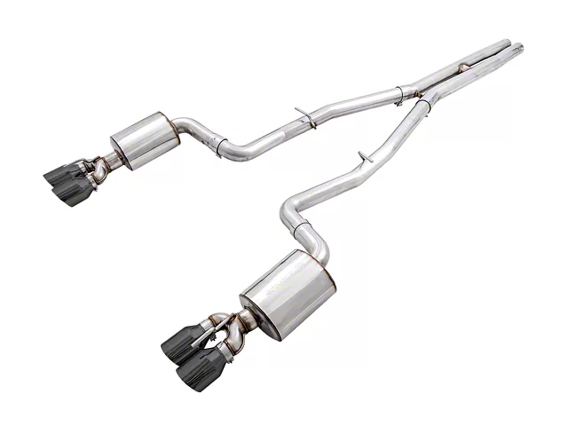 AWE Touring Edition Cat-Back Exhaust with Quad Diamond Black Tips; Non-Resonated (15-23 6.4L HEMI Challenger)