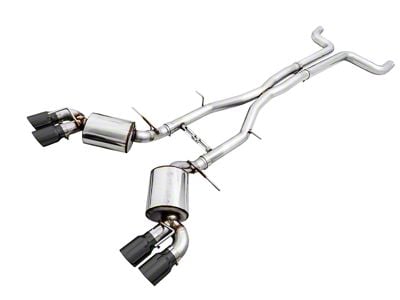 AWE Touring Edition Cat-Back Exhaust with Quad Diamond Black Tips; Non-Resonated (16-24 6.2L Camaro w/ NPP Dual Mode Exhaust)