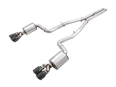 AWE Touring Edition Cat-Back Exhaust with Quad Diamond Black Tips; Non-Resonated (17-23 5.7L HEMI Challenger)