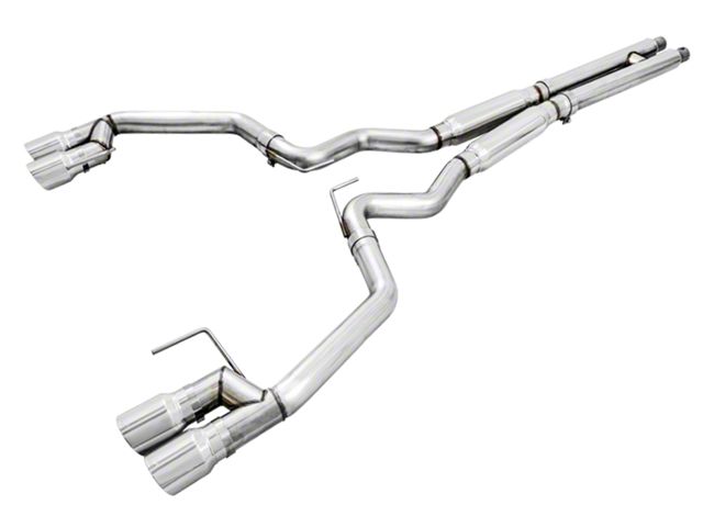 AWE Track Edition Cat-Back Exhaust with Chrome Silver Tips (15-17 Mustang GT Premium Fastback w/ MP Concepts GT350 Style Rear Diffuser)