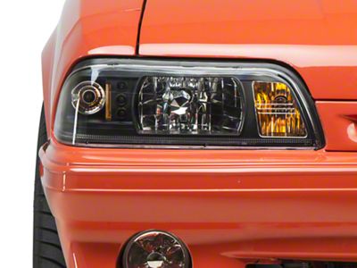 Diamond Cut Headlights; Black Housing; Clear Lens (87-93 Mustang)