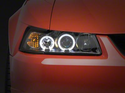 Halo Projector Headlights; Black Housing; Clear Lens (99-04 Mustang)