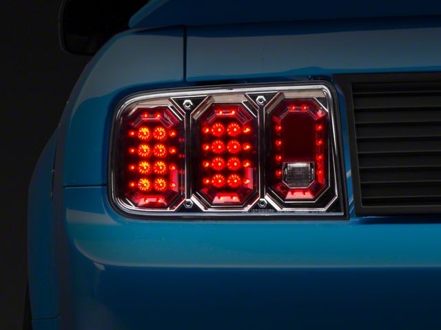 LED Tail Lights; Chrome Housing; Crystal Clear Lens (05-09 Mustang)