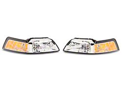 Raxiom Axial Series OEM Style Replacement Headlights; Chrome Housing; Clear Lens (99-04 Mustang)