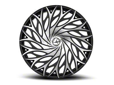 Azara AZA-525 Gloss Black and Machined Wheel; Rear Only; 26x9.5; 32mm Offset (16-24 Camaro, Excluding SS w/ 6-Piston Front Calipers & ZL1)